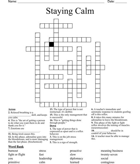 completely calm crossword